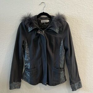 Boutique Glam Jacket, Size L (runs smaller, more like M), hooded, front zip